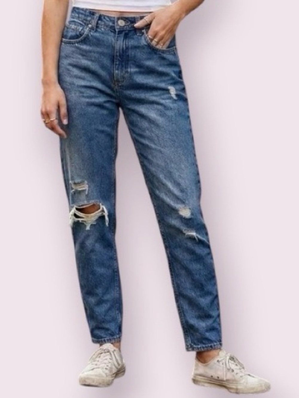 BDG Urban Outfitters Mom Distressed Denim Blue Jeans Size 27